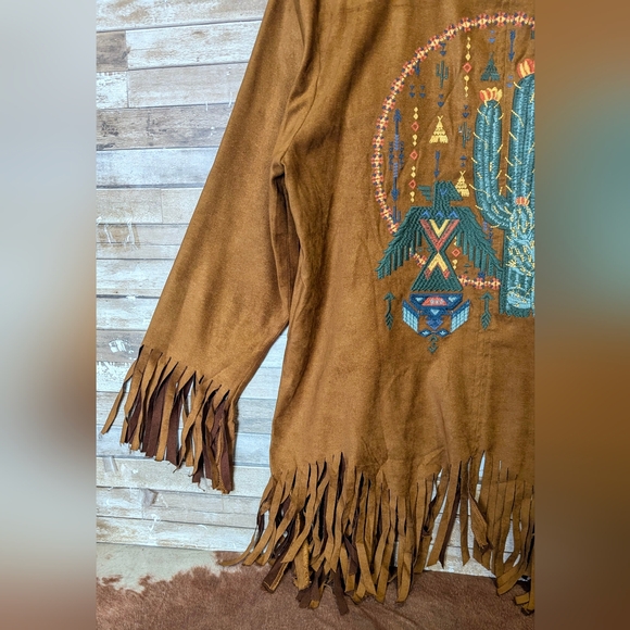 Savanna Jane Brown Fringe Jacket with Embroidered Design - Picture 3 of 16